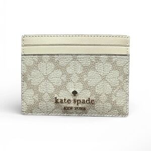 Kate Spade NY Flower Line Madison Small Slim Card Holder Dark Beige New